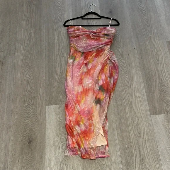 NWT Jewel Badgley Mischka Danika Printed Strapless Sheath Dress - Picture 4 of 7